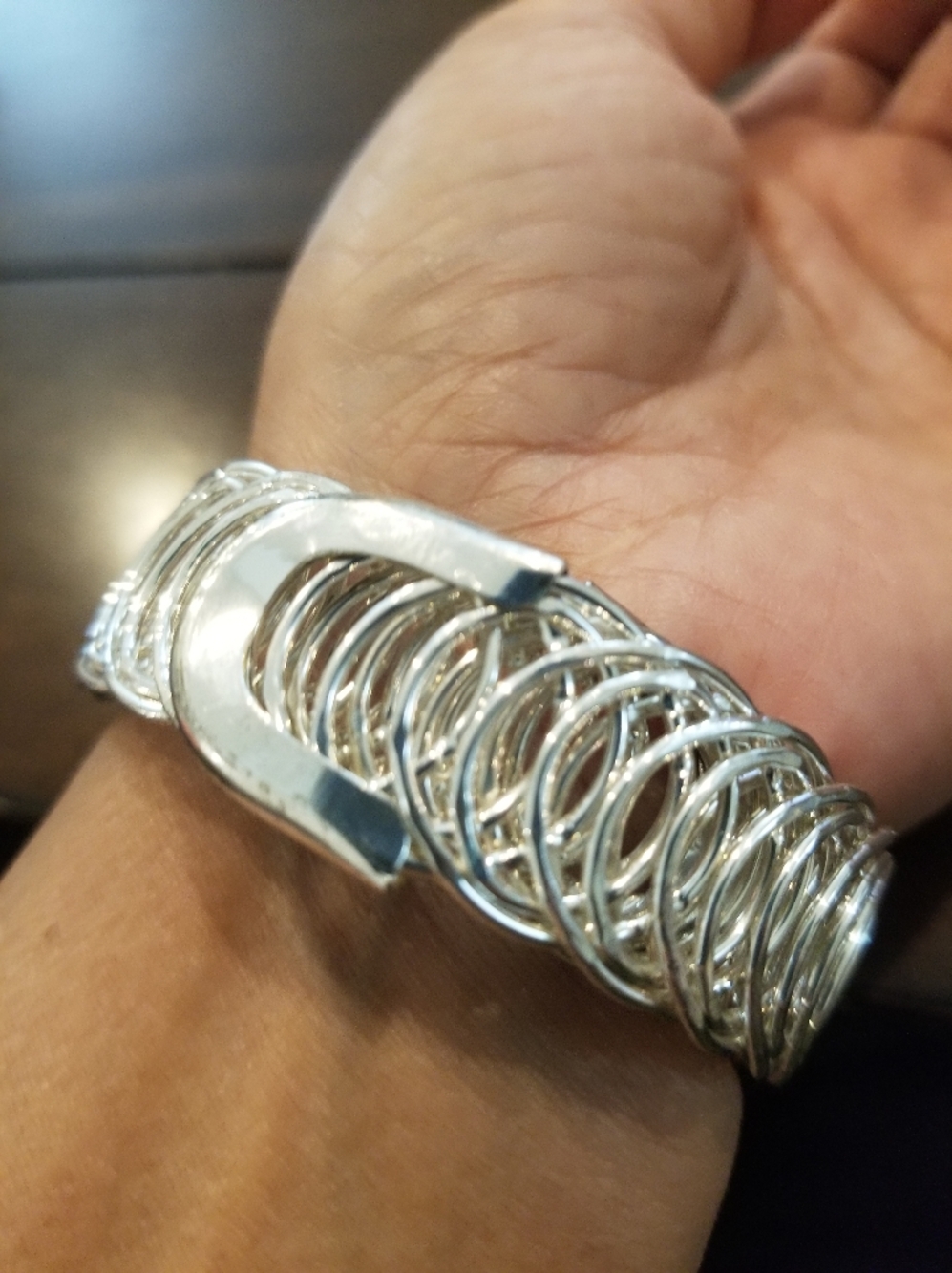 Silver Tone Multi-Band Coil Bracelet Modern Contemporary design